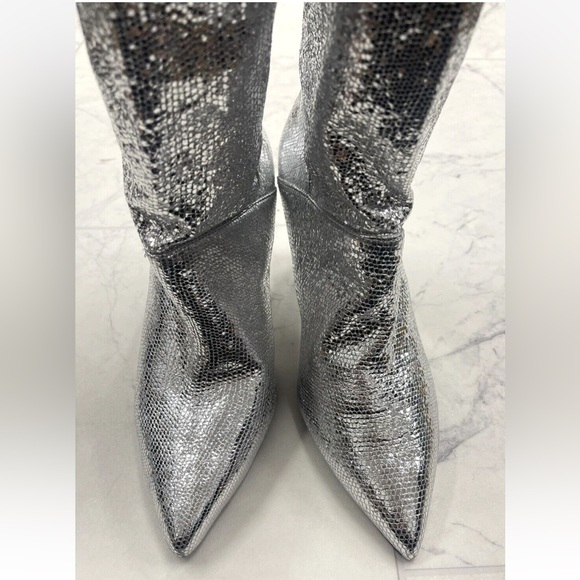 New $349 ALLSAINTS Orlana Heeled Shimmer Leather Boots Size:‎ 9 - Picture 6 of 9